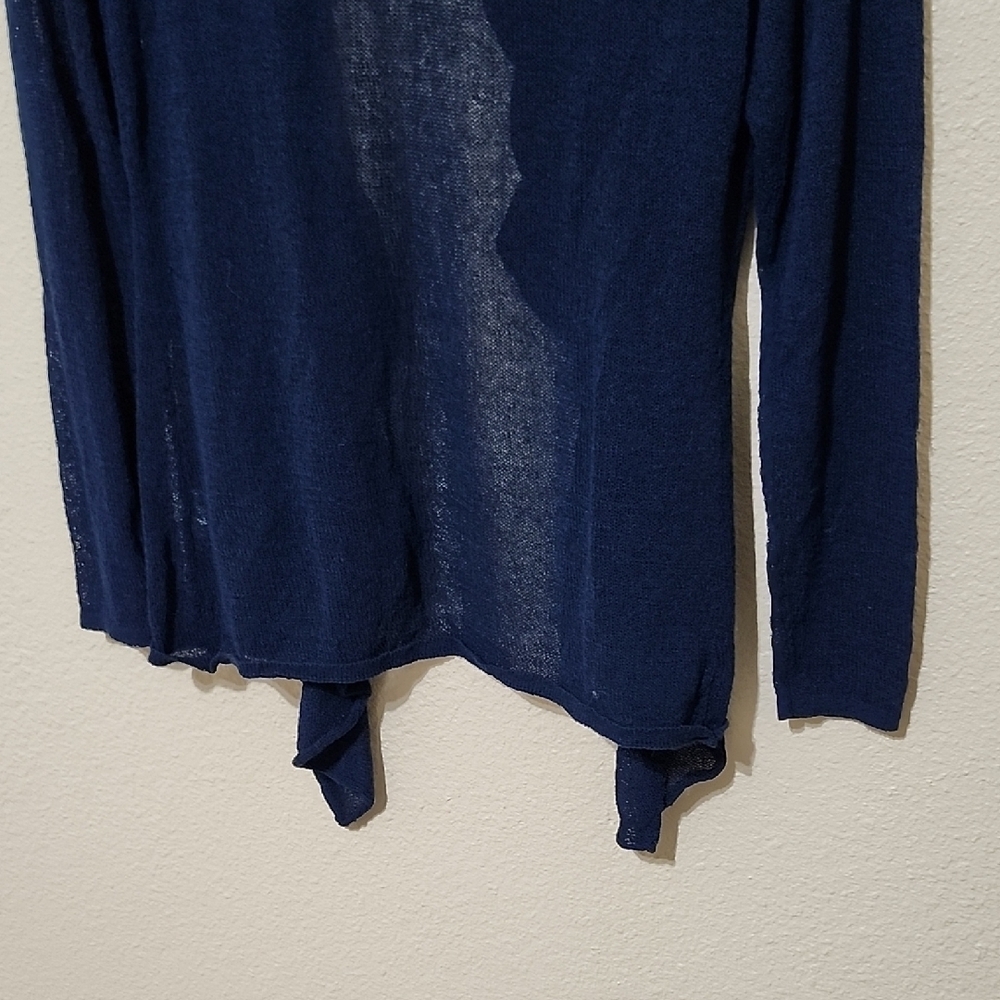 Eileen Fisher Blue Cardigan with Draped Front - Picture 9 of 11